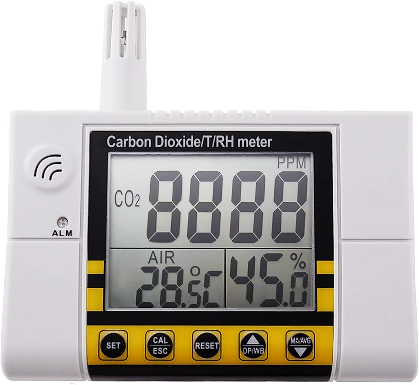 Carbon Dioxide CO2 Detector CO2 Monitor CO2 Meter Tester Sensor Temperature Humidity Indoor 9999ppm NDIR Air Quality IAQ Handheld Portable Digital Wet Bulb