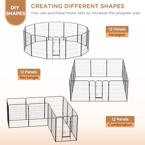 BestPet Dog Playpen Indoor 40 inch 16 Panels Metal Dog Pen Pet Dog Fence Outdoor Exercise Pen with Doors,Pet Puppy Playpen for RV Camping Yard, Black
