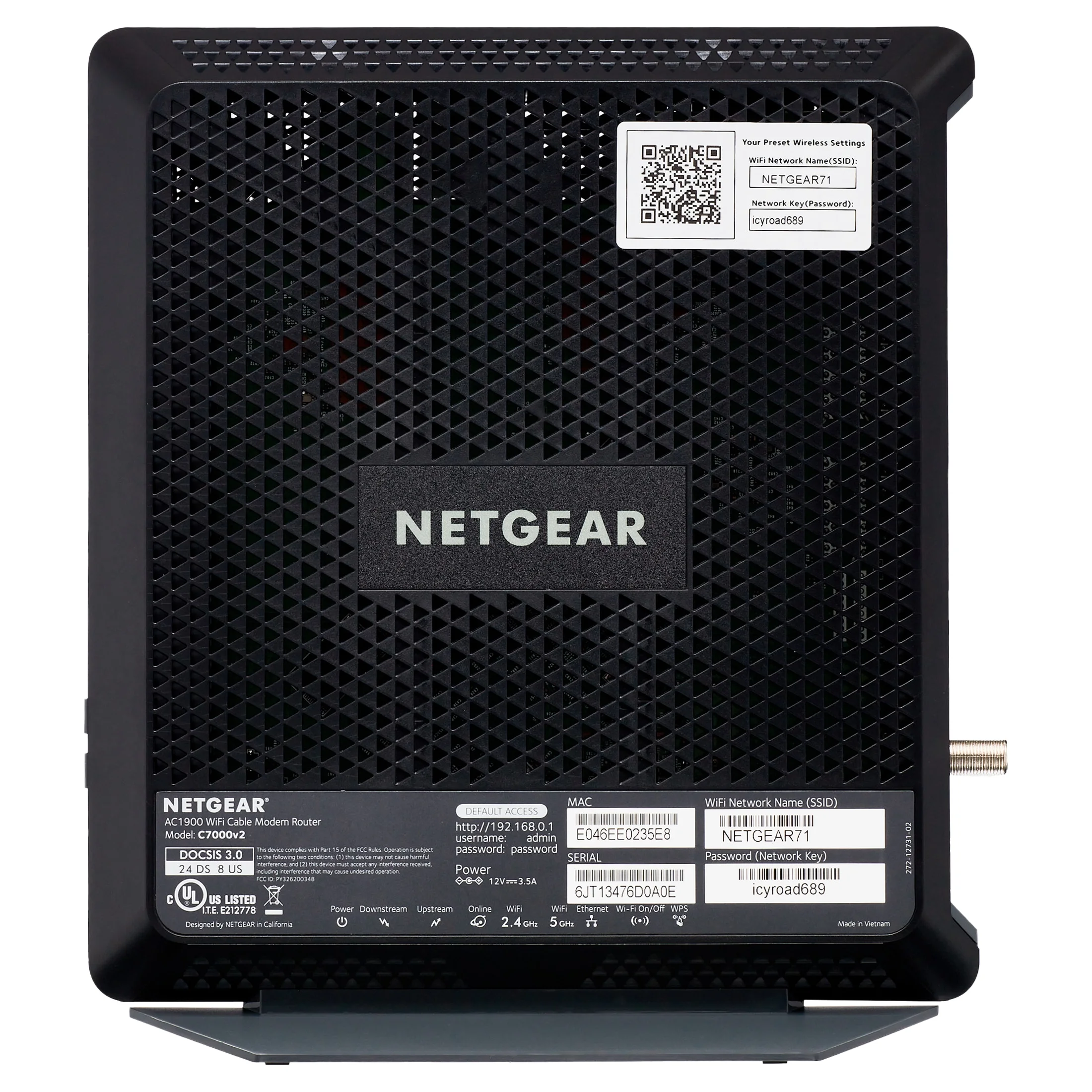 NETGEAR - Nighthawk AC1900 DOCSIS 3.0 Cable Modem + WiFi Router | Certified for Xfinity by Comcast, Spectrum, Cox & more, 1.9Gbps (C7000)