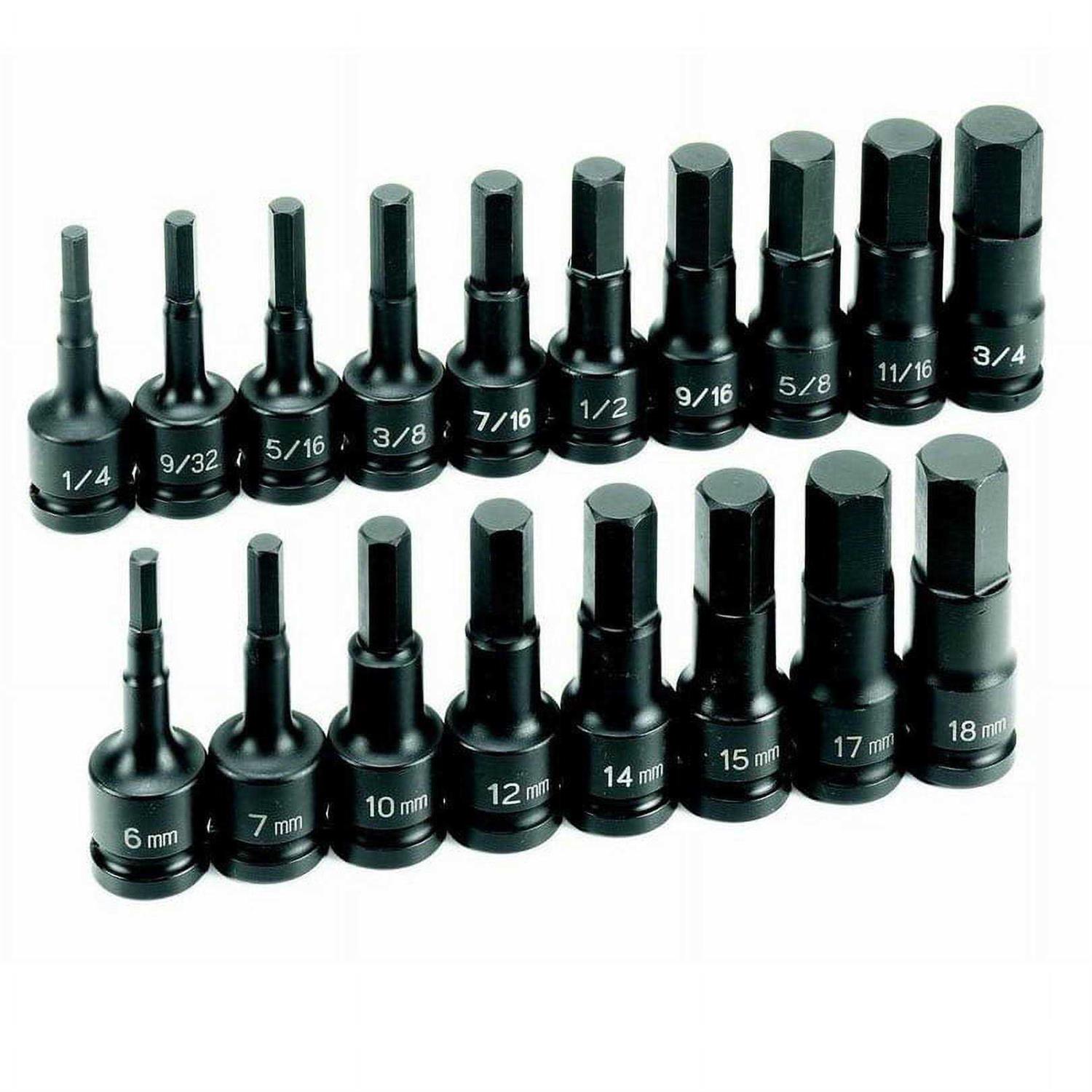 1/2 Drive 18 Pc. Combo Hex Driver SAE/Metric Set 1598HC Grey Pneumatic - Shop Hardware Tools Online Store