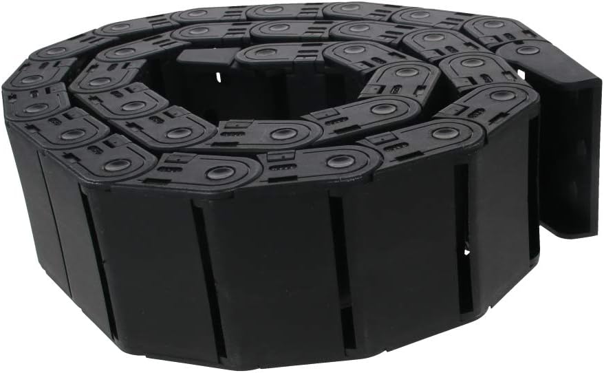 Fielect Drag Chain Cable Carrier Open Type with End Connectors R100 35X100mm 1 Meter Plastic for Electrical CNC Router Machines Black 1Pcs