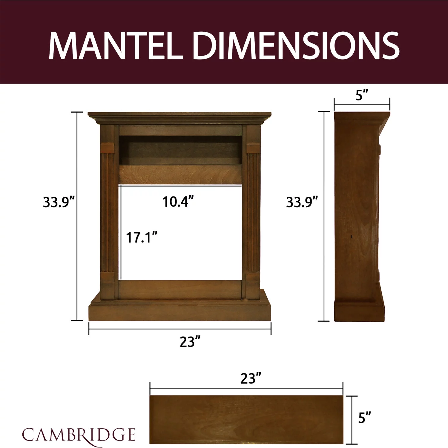 Cambridge Sienna 34" Electric Fireplace Mantel Heater with Enhanced Log and Grate Display - Curated Treasures Market
