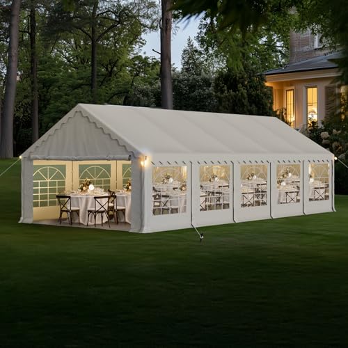GREEN PARTY 20x40FT Party Tent Heavy Duty, Large Wedding Event Shelters with 7 Carry Bags & Removable Sidewalls, Outdoor Canopy Gazebo Commercial Tents for Parties Carport Camping Garden Patio