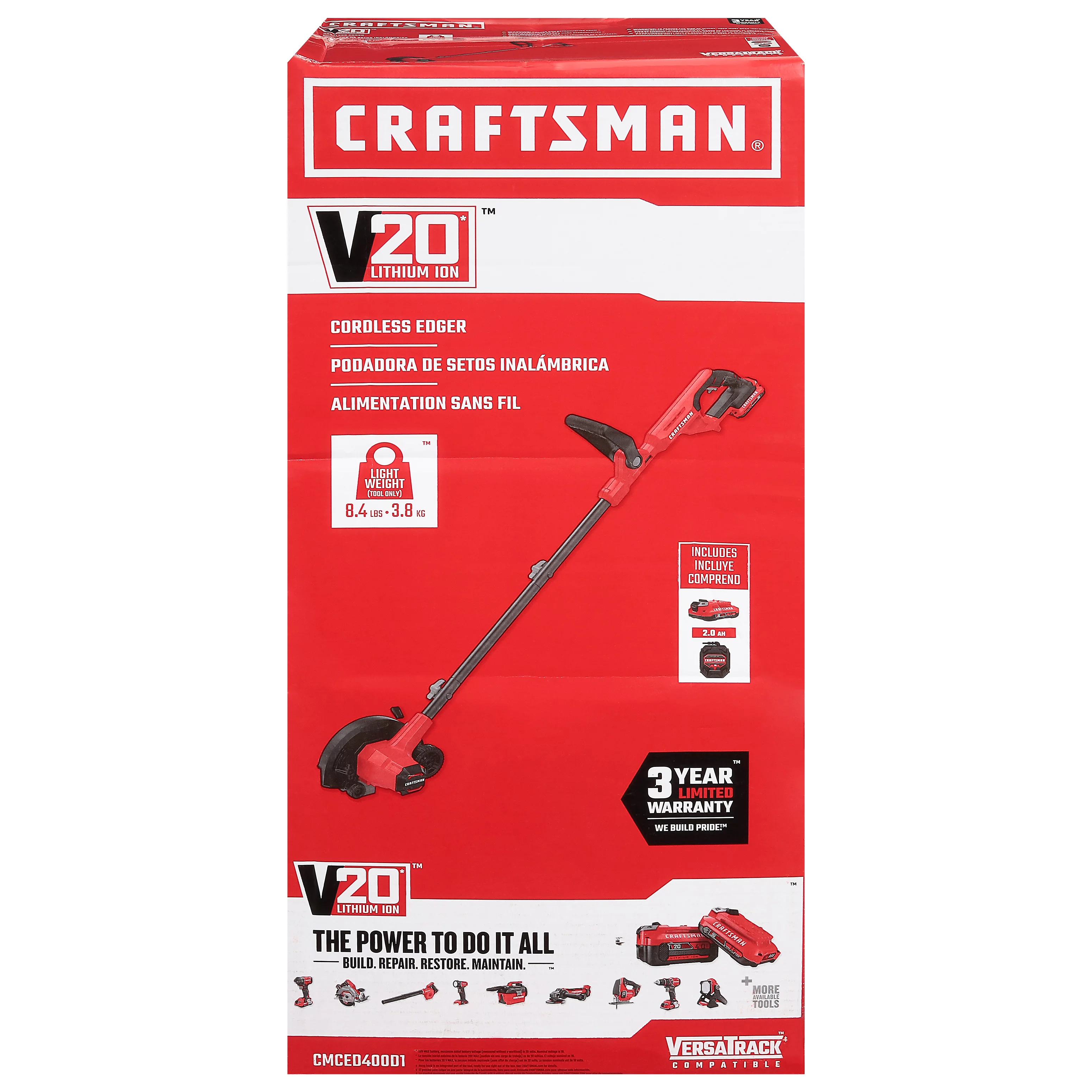 Craftsman V20 CMCED400D1 1.75 in. Battery Edger Kit (Battery & Charger)