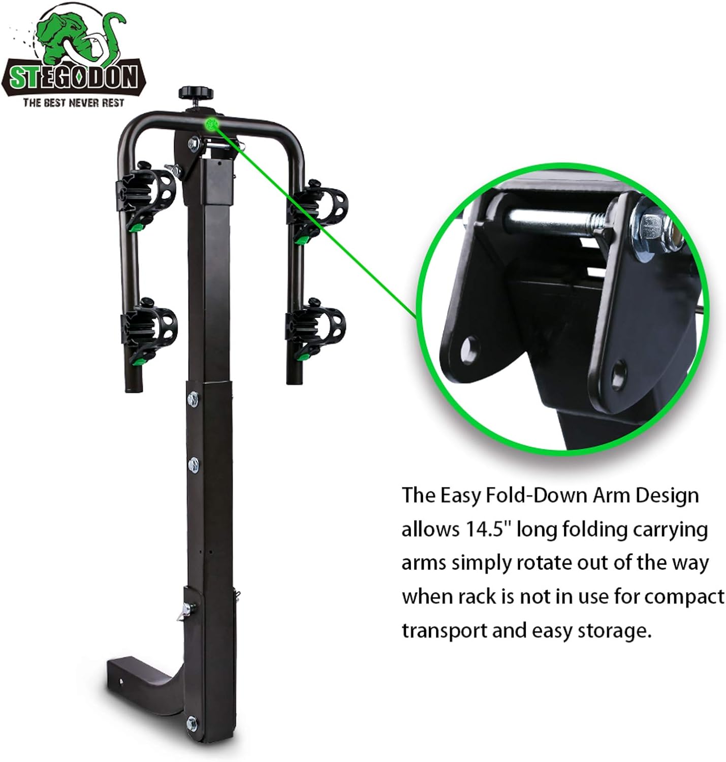 STEGODON 2 Bike Hitch Rack 2'' Hitch Receiver Heavy Duty Bicycle Carrier Racks Hitch Mount Double Foldable Rack for Cars, Trucks, SUV，Hatchback RV，Tow Hitch and Minivans Pack of 2