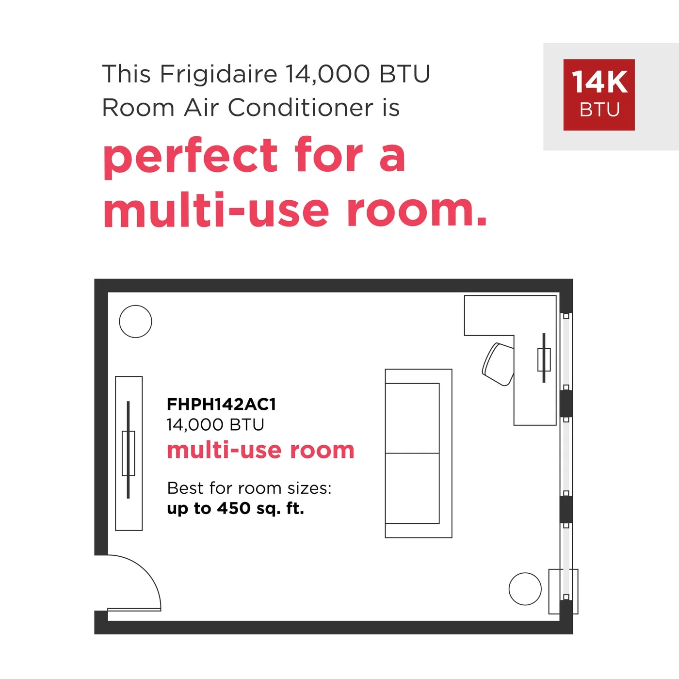 Frigidaire&nbsp;3-in-1 Heat/Cool Portable Room Air Conditioner 14,000 BTU (ASHRAE) / 10,000 BTU (DOE)