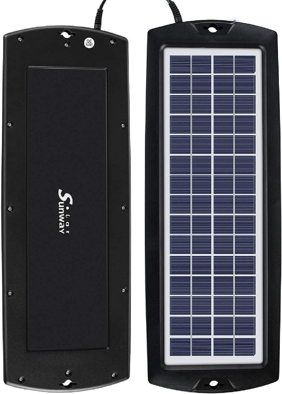 Sunway Solar Car Battery Trickle Charger & Maintainer 12Volt 8W Solar Panel Power Charger kit Portable Waterproof for Automotive RV Marine Boat Truck Motorcycle Trailer Tractor Powersports Snowmobile