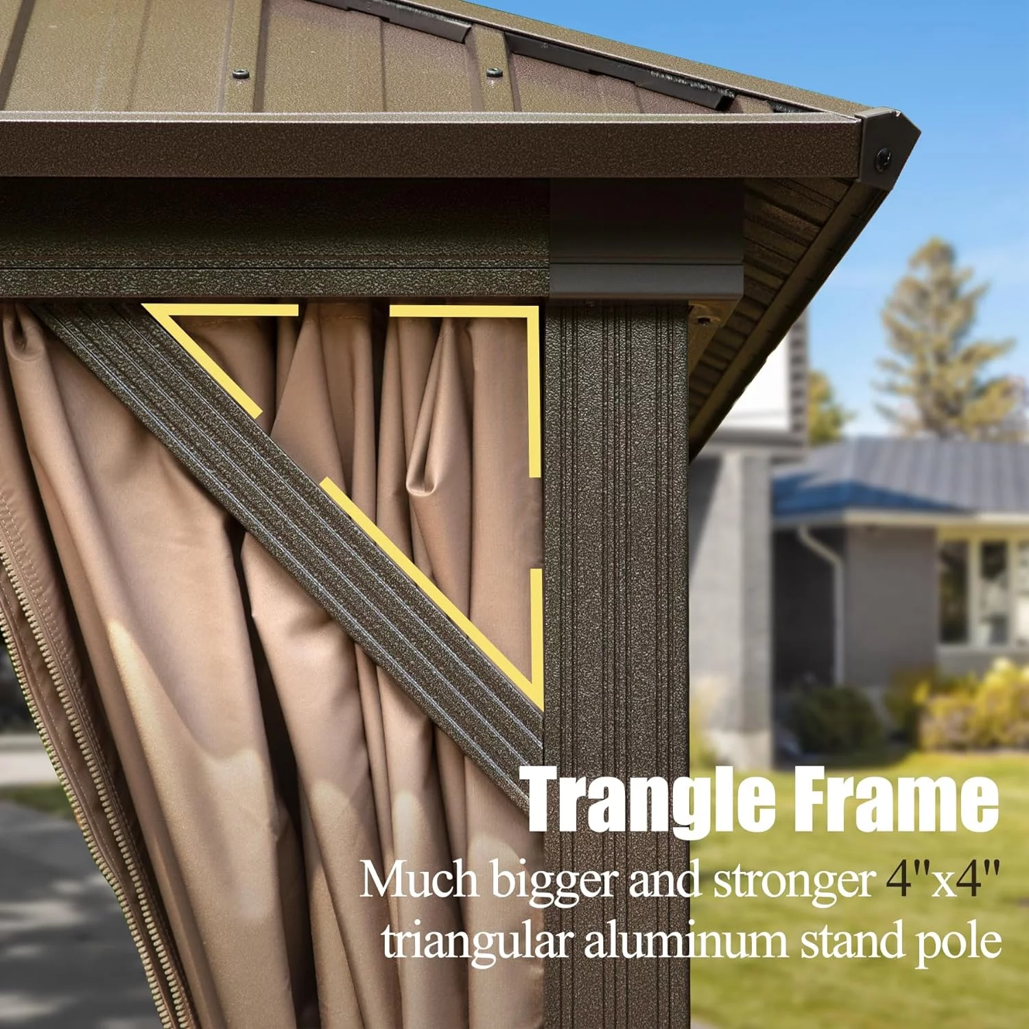 Domi Outdoor living10x10x9.5ft Hardtop Gazebo Double Roof Canopy Metal,w/Galvanized Steel,Curtain&Netting,Permanent Gazebo Pavilion