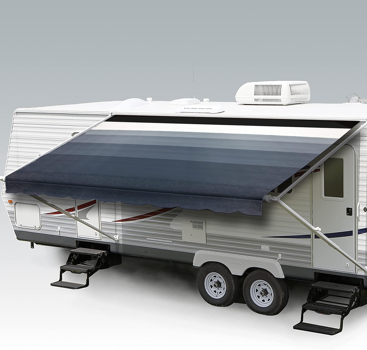 ShadePro - RV Awning Fabric Replacement - Heavy Duty Weatherproof Vinyl - Universal Outdoor Canopy for Camper, Trailer, and Motorhome Awnings - Granite - 21' (Fabric 20' 2)