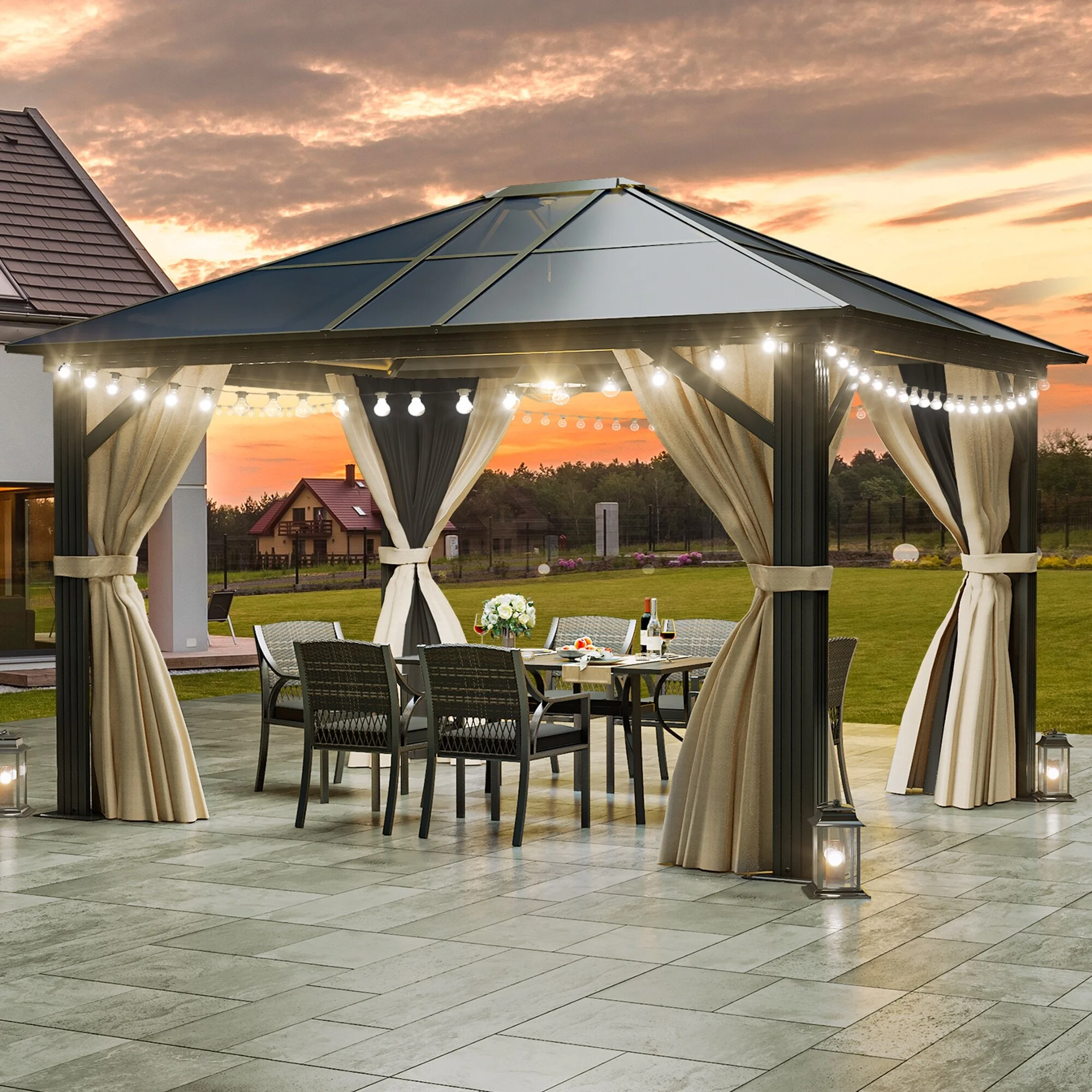 12 Ft. W X 10 Ft. D Outdoor Patio Gazebo