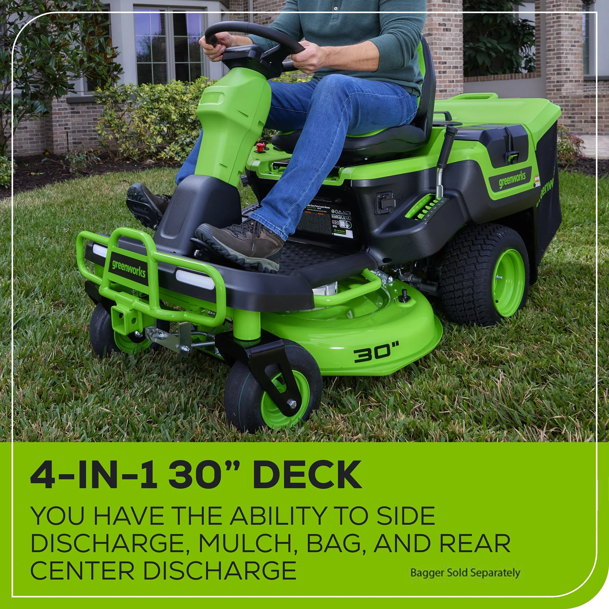 Greenworks 60V 30” CrossoverZ Zero Turn Riding Lawn Mower with (3) 8.0 Ah, (1) 4.0 Ah Batteries & 600-Watt Charger 7422702