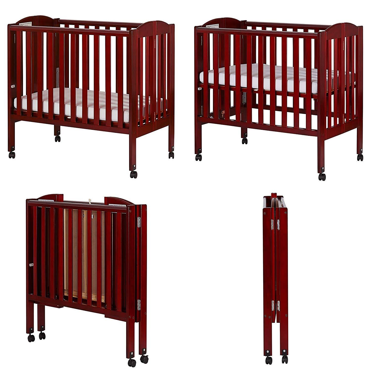 Dream On Me 2-in-1 Wood Folding Portable Crib, Cherry