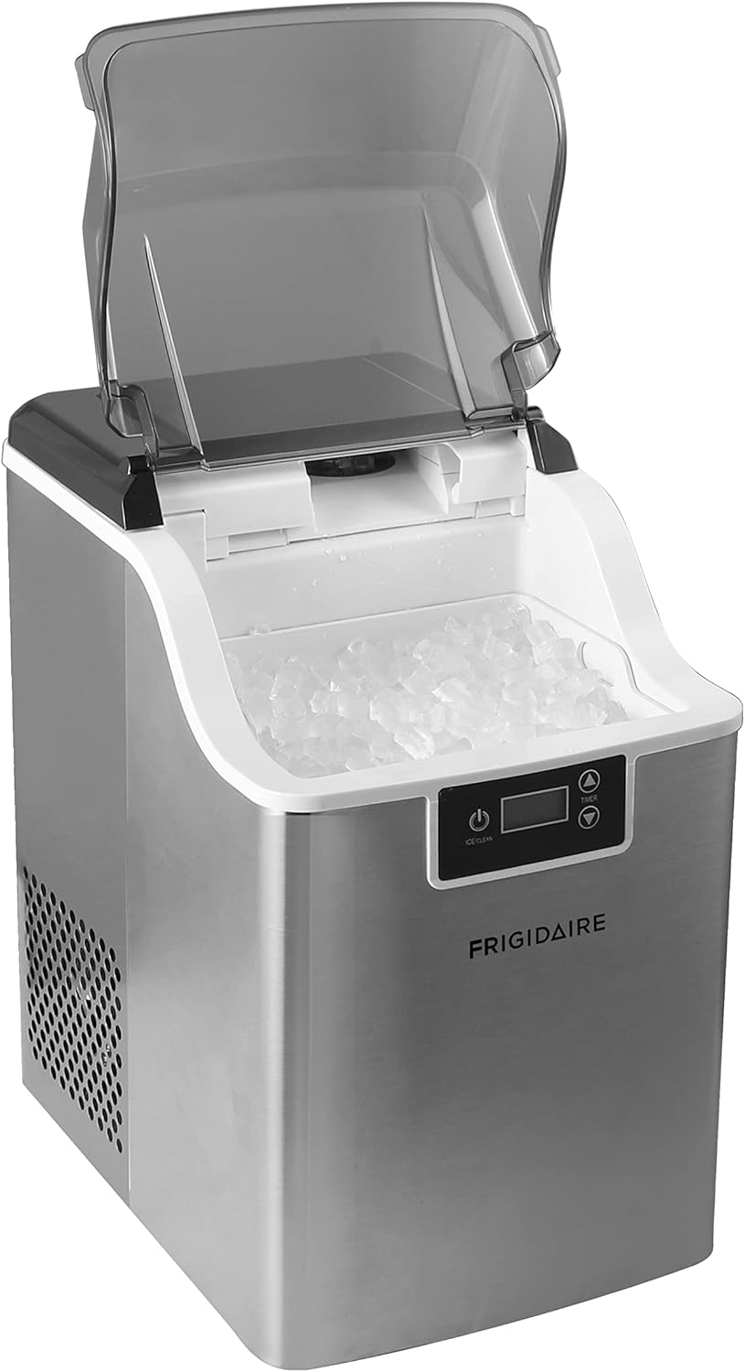 Frigidaire Countertop Crunchy Chewable Nugget Ice Maker V2, 44lbs per Day, Stainless Steel