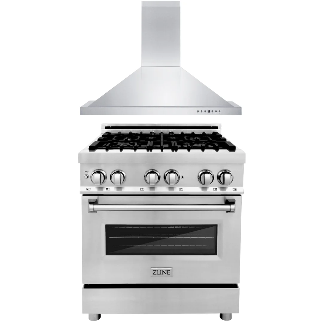 ZLINE Kitchen and Bath Appliance Package 2 Piece Bundle - 30 in. Dual Fuel Range & 30 in. Range Hood, AB-RA30