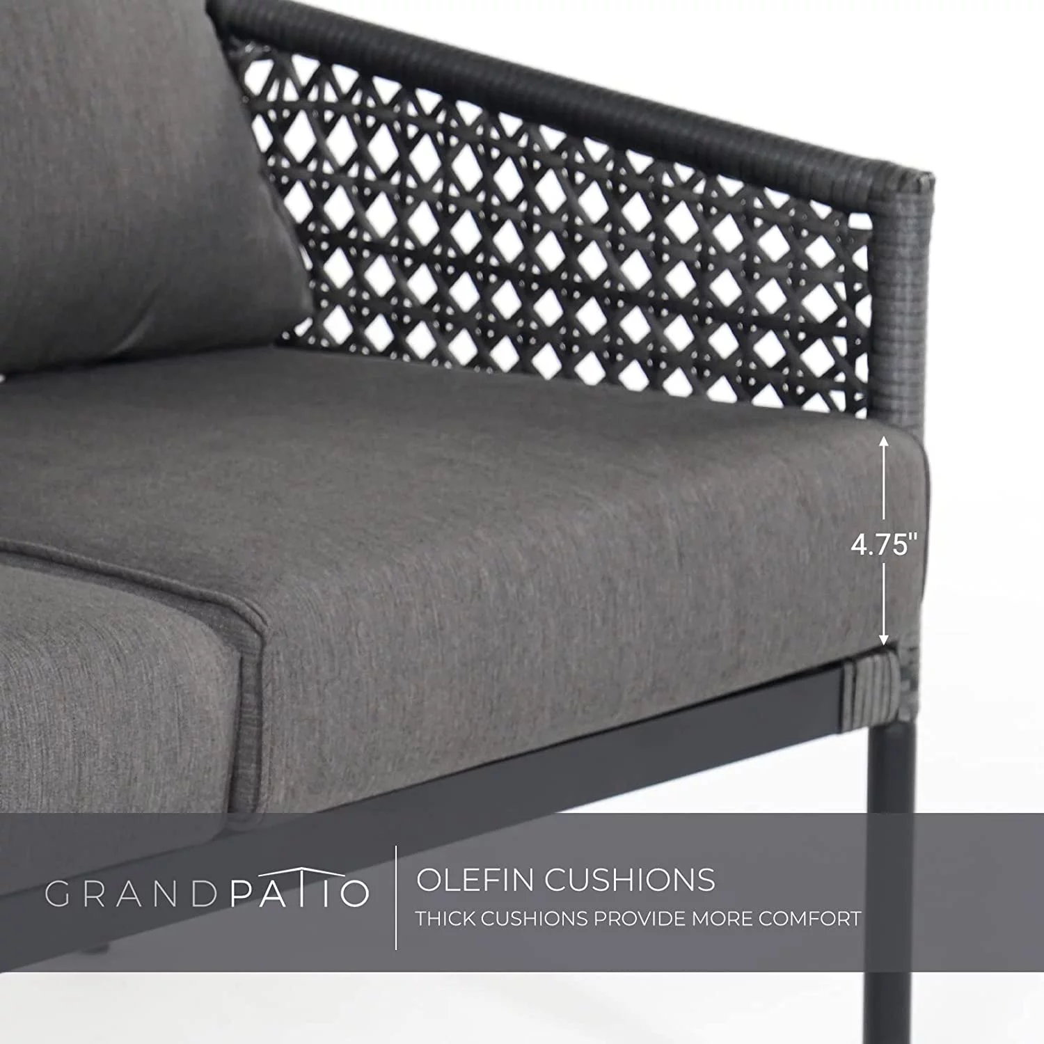 Grand Patio 3-Piece Patio Furniture Small Sectional Sofa Set All-Weather Wicker Conversation Set for Outdoor Garden Backyard with Cushions, Side Table, Gray