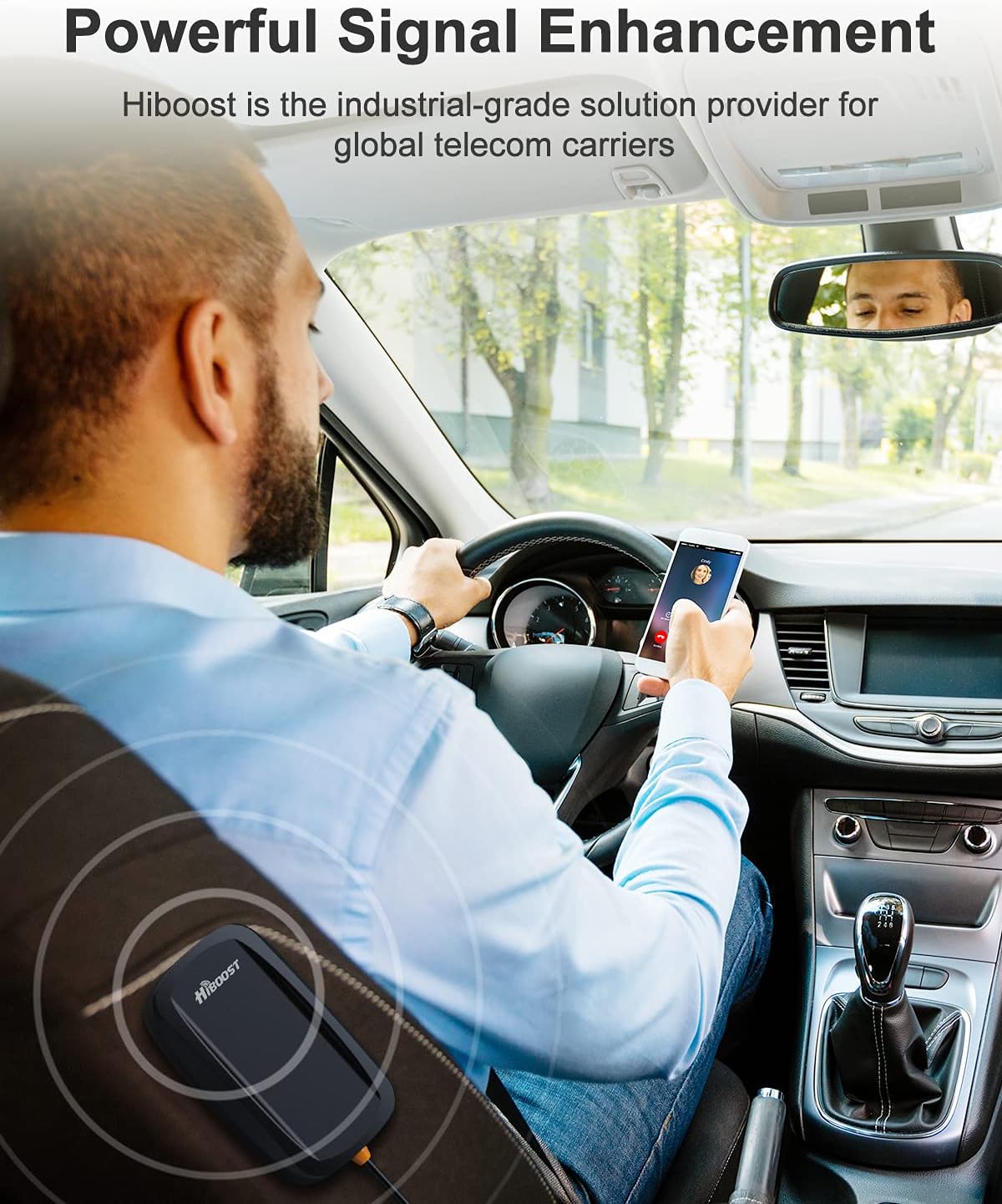 HiBoost Vehicle Cell Phone Signal Booster for Car, SUV, Van. APP fine Tune MAX gain. Car Cell Phone Booster for All U.S. Carriers-Verizon AT&T T-Mobile Sprint & More, FCC Approved