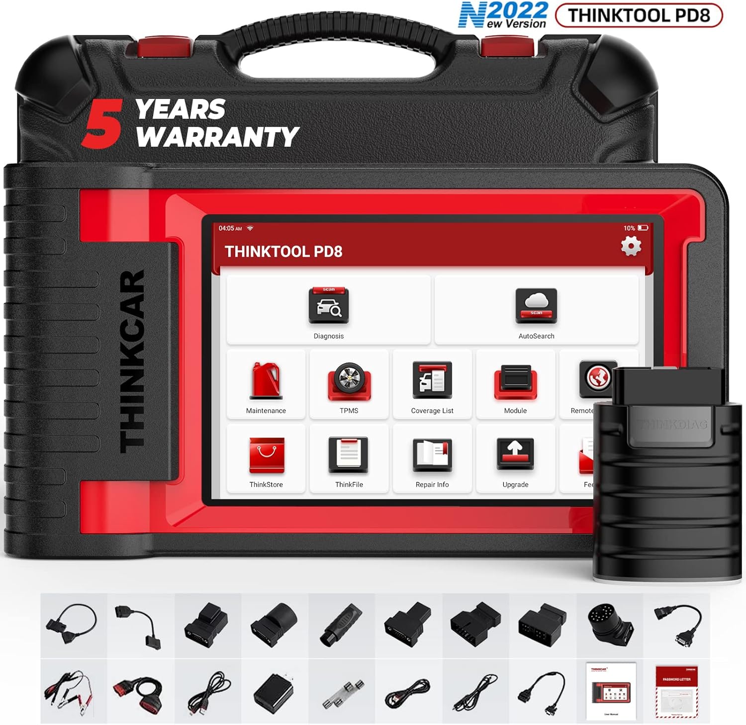 ThinkTool PD8 Bidirectional Scan Tool, OE-Level Full Systems Diagnostic OBD2 Scanner for All Cars with 28 Resets Lifetime Free Update, Oil/TPMS/SAS/ABS /SRS,IMMO/Key Programming, Injector & ECU Coding