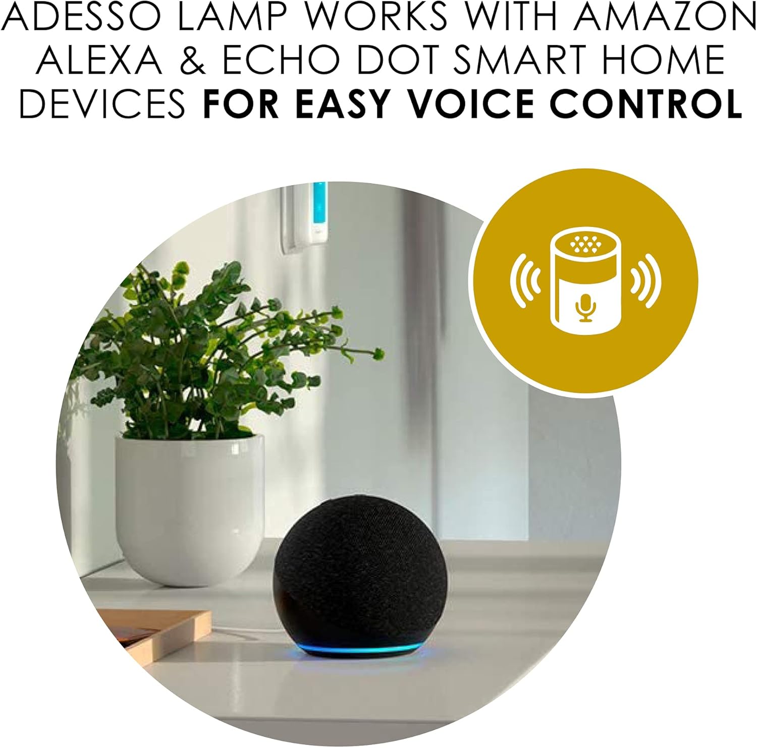 Adesso Compatible with Alexa Smart Home Circadian LED Floorchiere with Smart Switch, with Echo Dot (4th gen), A Certified for Humans Device