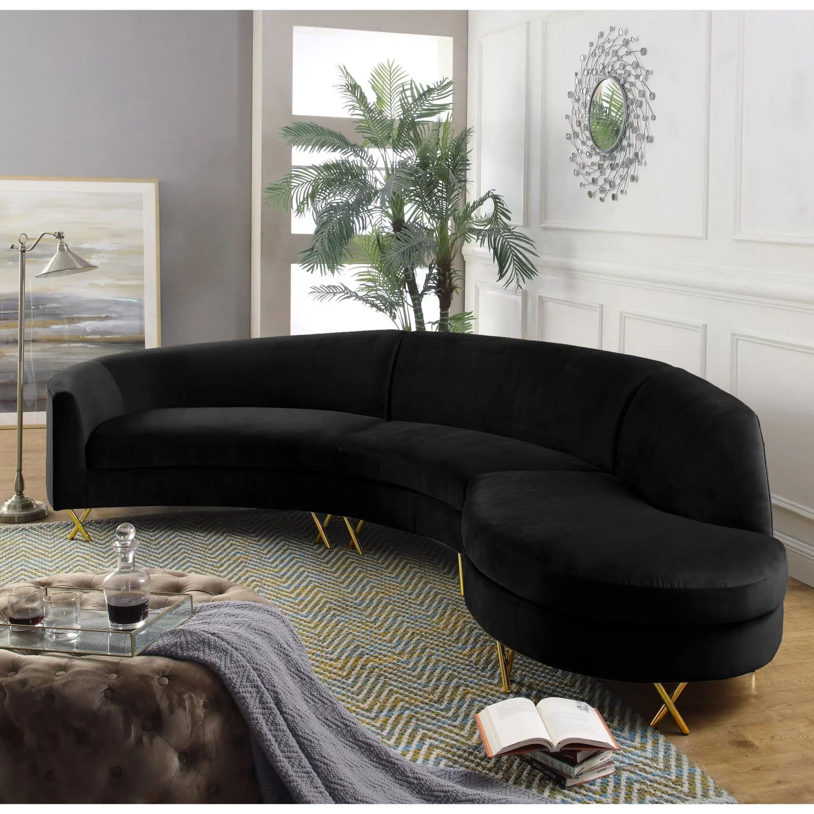 Meridian Furniture Inc Serpentine Upholstered Sectional Sofa