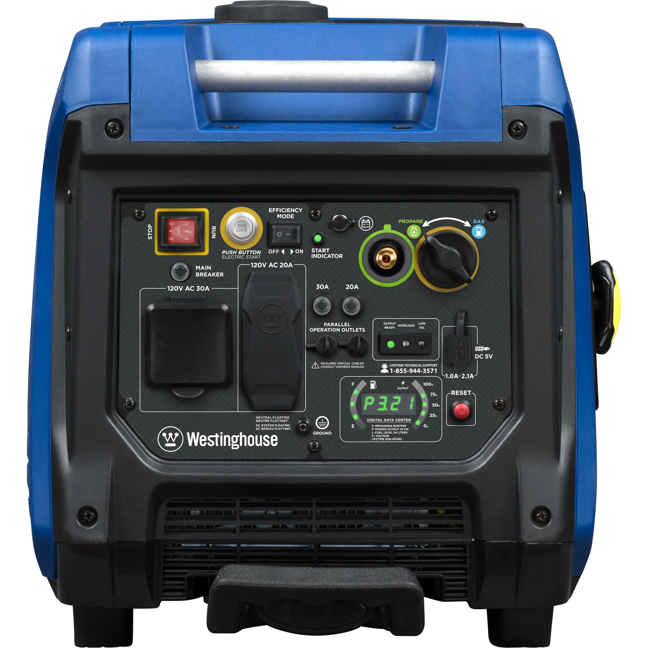 Westinghouse 5000 Watt Electric Start Dual Fuel Portable Inverter Generator with RV Outlet