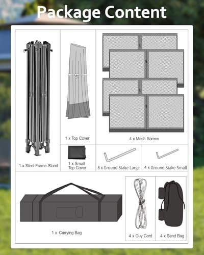 11x11 Pop Up Gazebo Tent with Mosquito Netting, Outdoor Canopy Shelter Easy Setup, Water & UV Resistant - Khaki