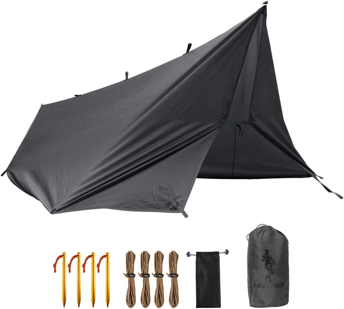 FREE SOLDIER Waterproof Portable Tarp Multifunctional Outdoor Camping Traveling Awning Backpacking Tarp Shelter Rain Tarp