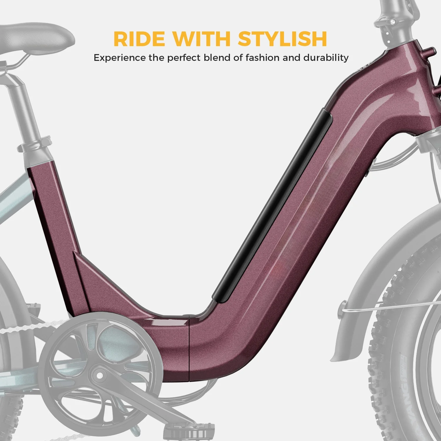 Yoloway Ranger S Folding Electric Bike, Foldable Electric Bicycle with 48V 14.4AH Removable Battery, 20 x 4.0 Fat Tire Step-thru Ebike for Adults, Red