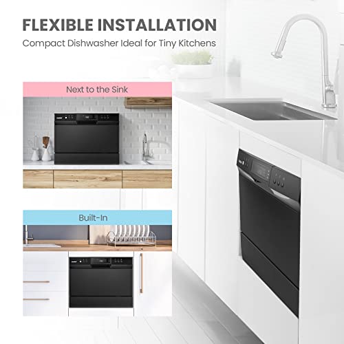 COMFEE’ Countertop Dishwasher, Portable Dishwasher with 6 Place Settings