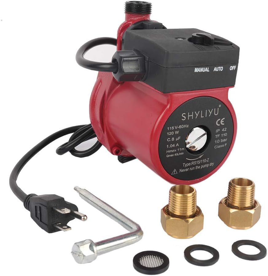 SHYLIYU Water Pressure Booster Pump Circulator Pump 115V/60Hz Hot Water Automatic Recirculating Pump 1 inch Outlet Pressure Booster Pump Cast Iron