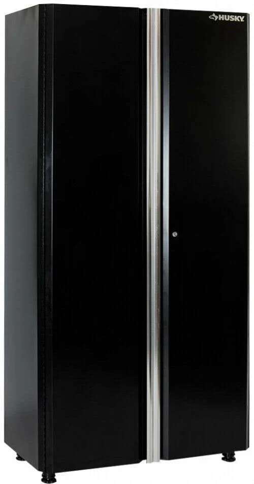 Husky Garage Floor Cabinet 72 in. H x 36 in. W Adjustable Shelves Steel Black