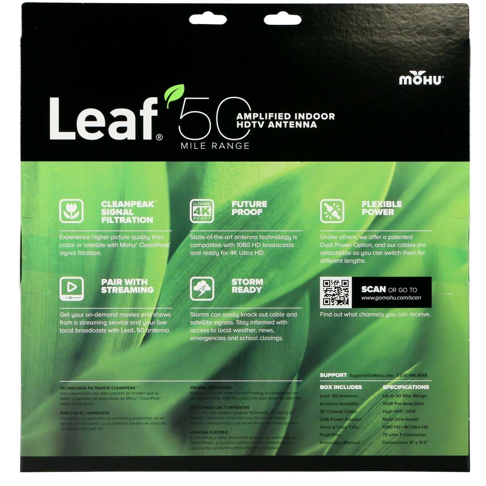 Mohu Leaf 50 TV Antenna, Indoor, Amplified, 50 Mile Range