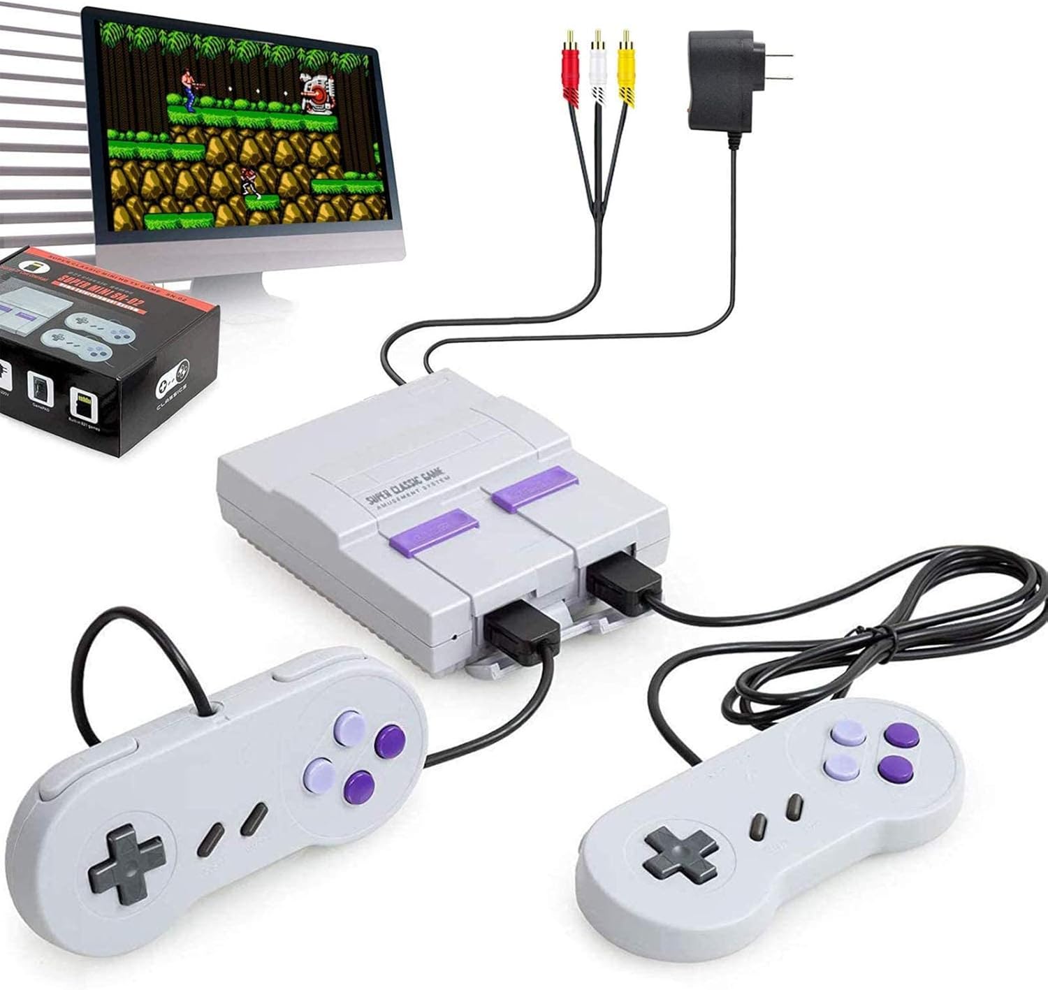 Retro Game Console,Classic Mini NES Console with Built-in 660 Video Games and 2 NES Classic Controllers,AV Output Plug & Play Game System for Kids and Adults Pack of 2