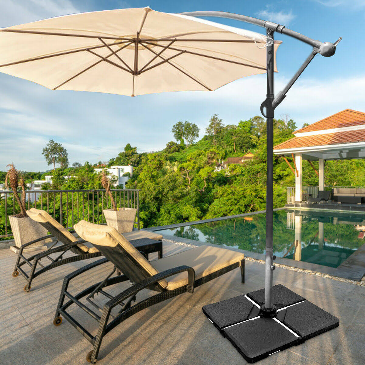 Costway 4 Pcs 238lb Patio Cantilever Offset Umbrella Base Weight Stand