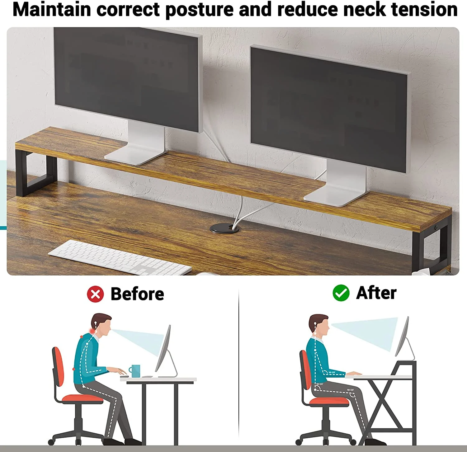 EPHEX L Shaped Desk with Lift Top, Reversible Corner Office Desk, L Shaped Desk with Storage Shelves, Monitor Stand, and Headphone Hook for Home Office, Rustic Brown