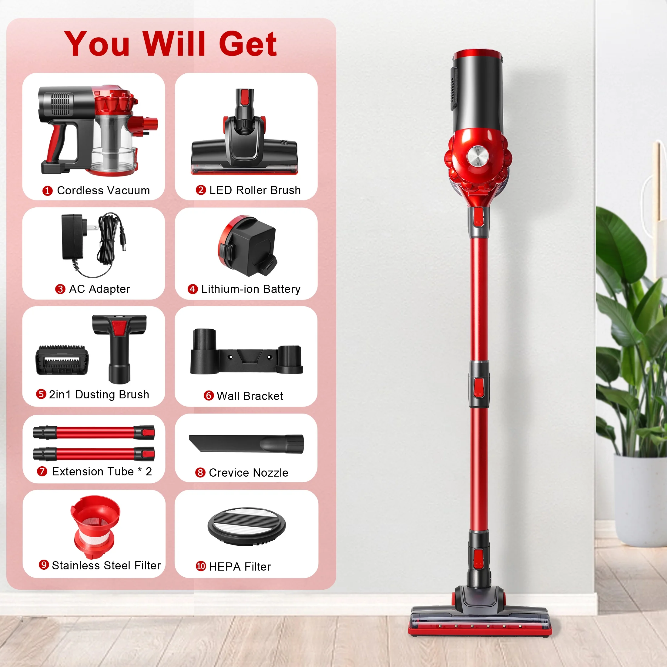 elezon Cordless Vacuum A200, Powerful Bagless Lightweight Stick Handheld Vacuum Cleaner - New