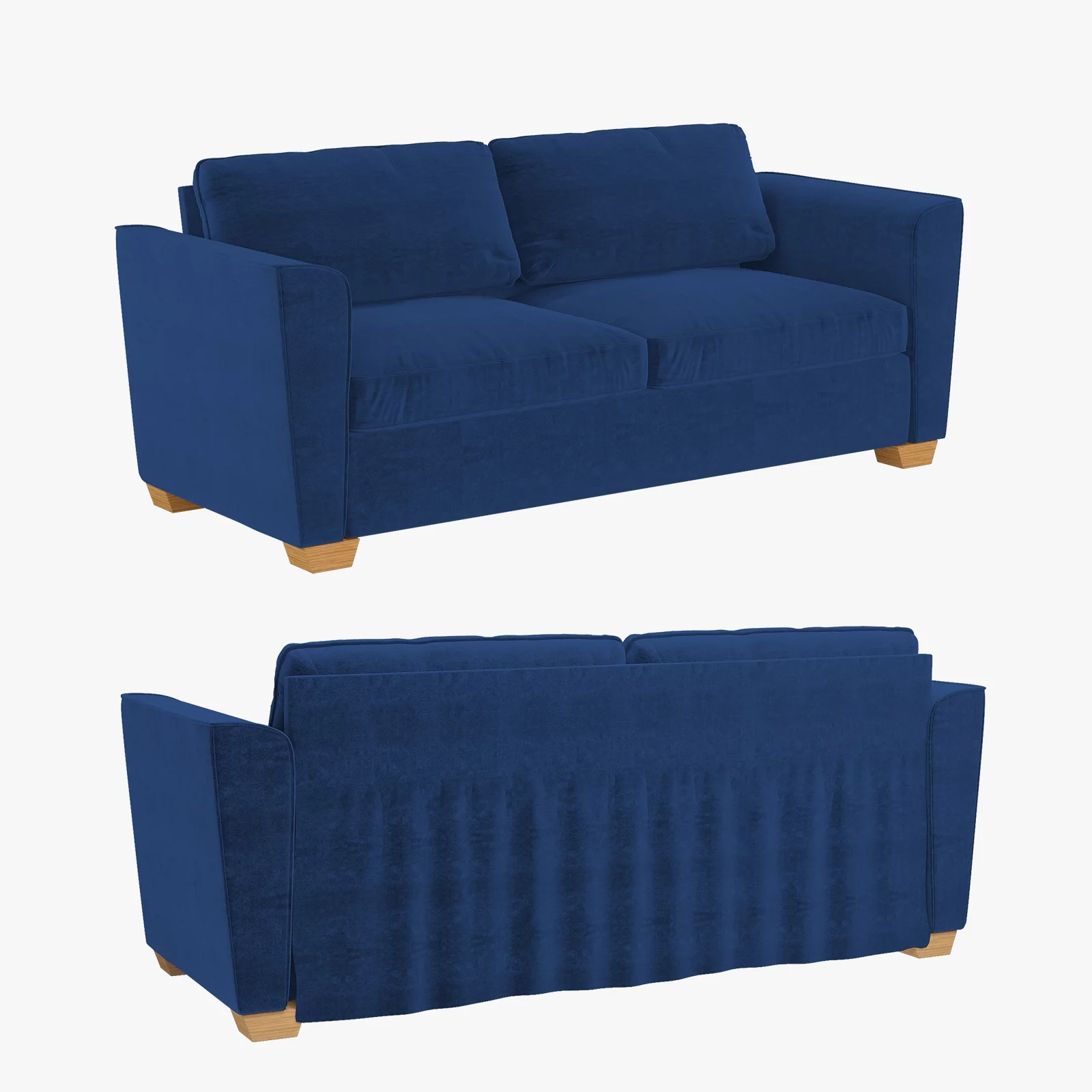 MUZZ Full Size Pull Out Sofa Bed, Velvet Sofa Couvh with Pull Out Bed, Sleeper Sofa Couch with Foam Mattress, 2-in-1 Sleeper Couch Bed for Living Room/Apartment/Small Spaces (Blue)