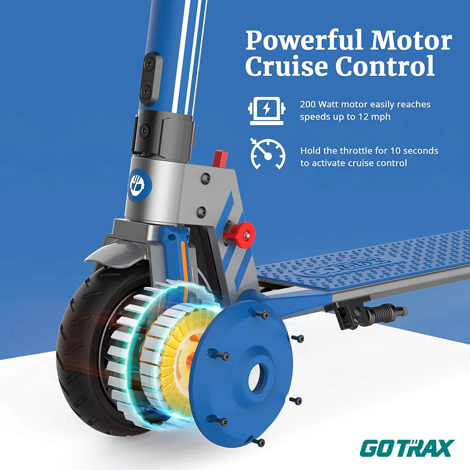 GOTRAX Vibe Electric Scooter for Kids Teens 8-15, 200W 6.5" Tires 7 Miles Foldable Commuting E-Scooter, Blue