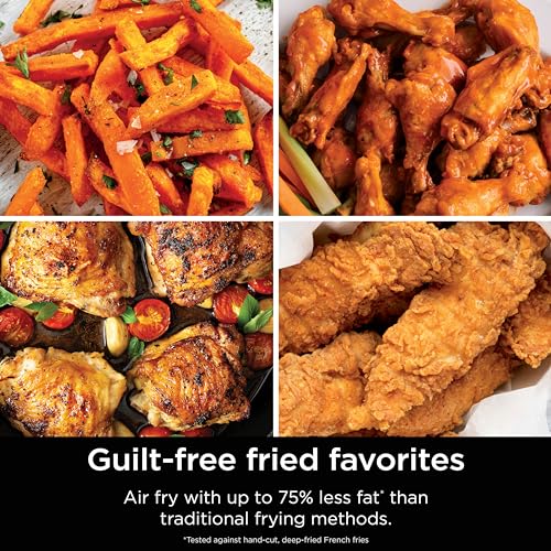Ninja Air Fryer, 8 QT DoubleStack 2-Basket, Space Saving Design, Cooks 2lb Chicken Wings, Feeds up to 6 People, 6-in1 Air Fryer, Roast, Bake & More, Easy to Clean, Dishwasher Safe Parts, Black, SL201
