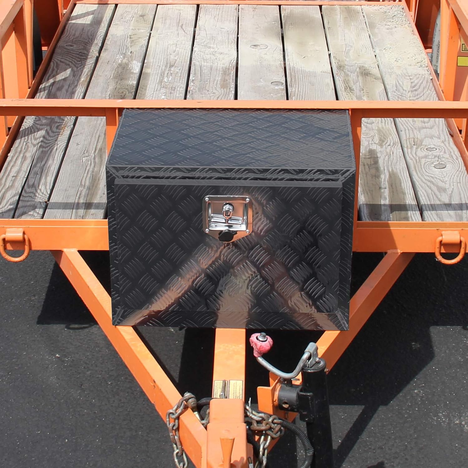 Carpartsinnovate For 29 Truck Pickup Black Aluminum Underbody Tongue Tool Box Trailer Storage+Lock