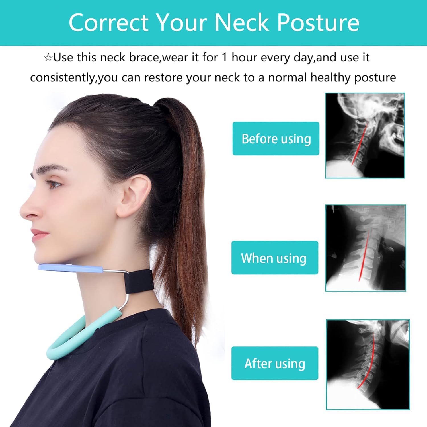 Cervical Collar,Neck Brace for Neck Pain and Support,Cervical Spine Alignment,Relieves Pressure in Spine,Improving Forward Head Posture(Blue)
