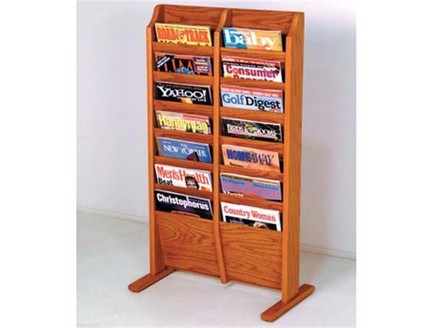 Wooden Mallet 14 Pocket Free Standing Magazine Rack; Medium Oak