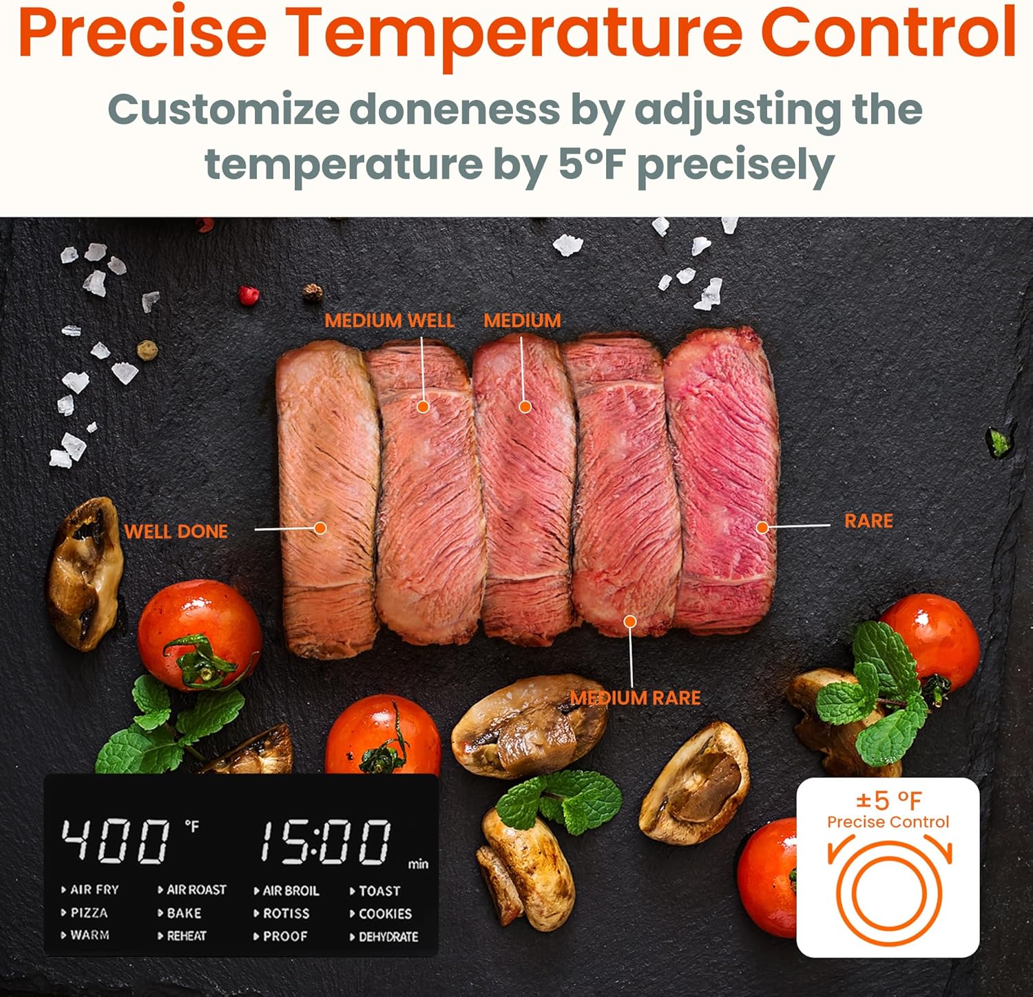 COMFEE' Toaster Oven Air Fryer Combo, 12-in-1 Air Fryer Oven with Rotisserie, 6 Slice Toast 12' Pizza, Double Layer, Countertop Convection, 25L/26.4QT, Precise Temp Control, 6 Accessories