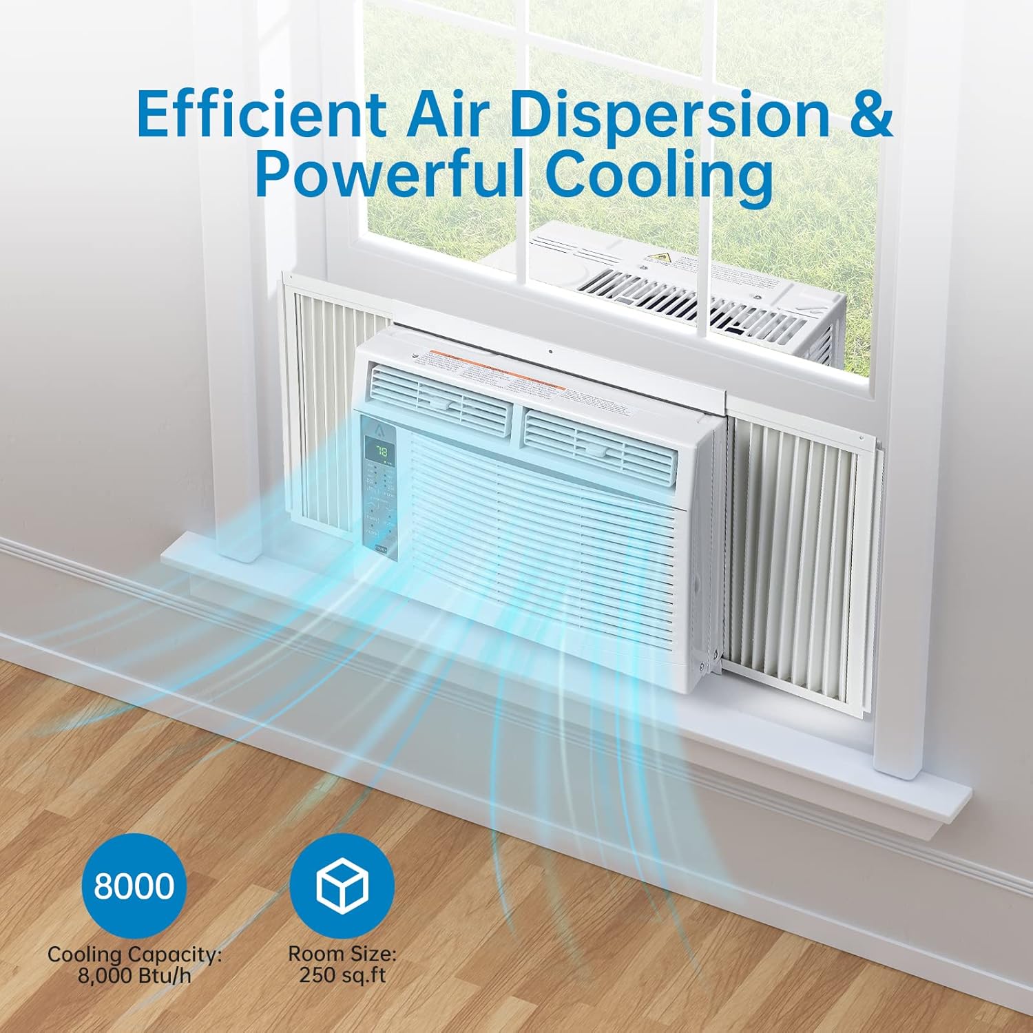 6000 BTU Smart Air Conditioner Window Unit, Fast Cooling Up to 250 Sq.Ft. Window AC Unit with Remote/App Control and Dehumidify Function, Energy Savings, Quiet Operation, Auto Restart, 24H Timer