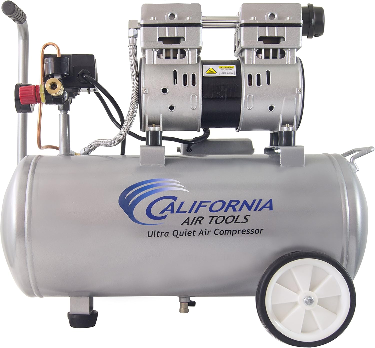 California Air Tools 8010 Steel Tank Air Compressor, 8 gal & Estwing E1450PVCR 1/4" x 50' PVC/Rubber Hybrid Air Hose with Brass 1/4" NPT Industrial Fitting and Universal Quick Connect Coupler