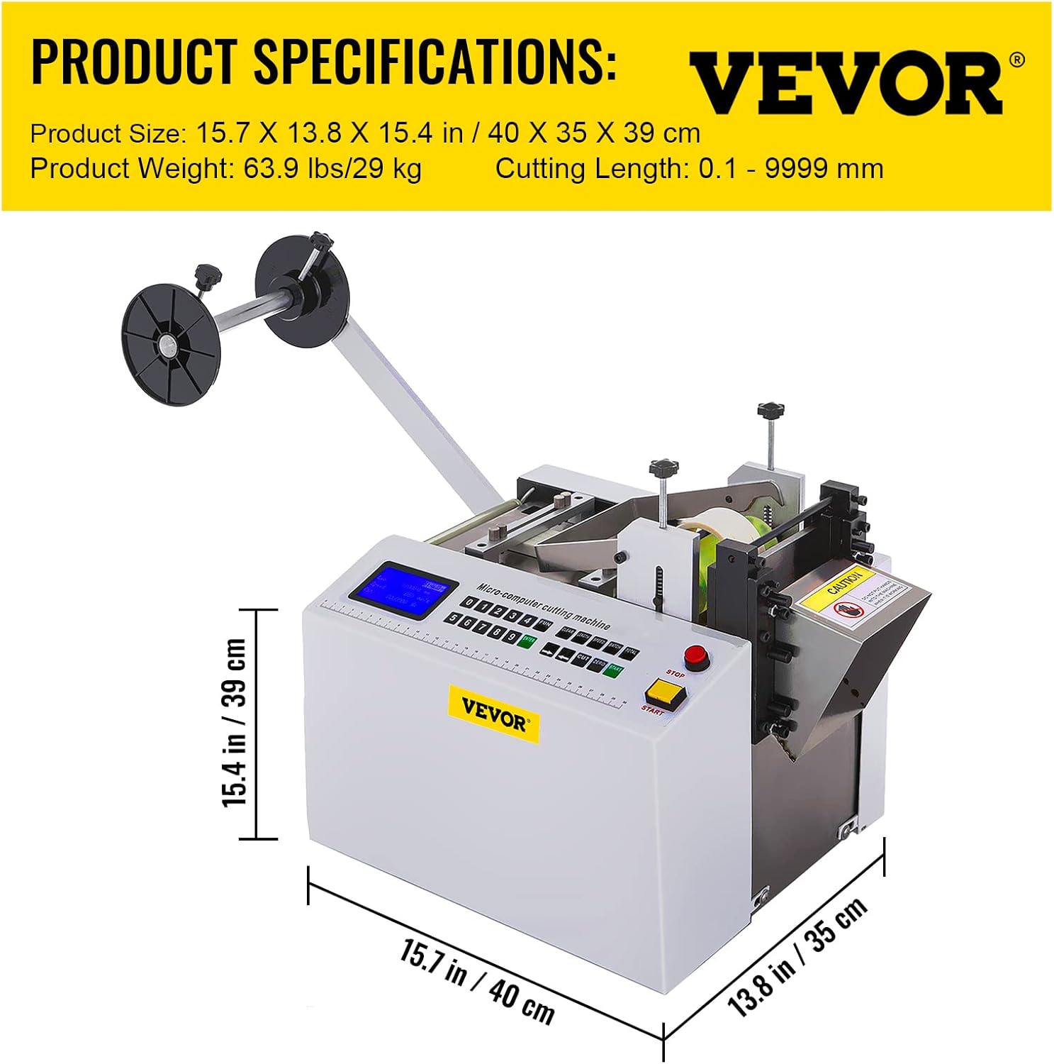 Mophorn Automatic Heat-Shrink Tube Cutting Machine 250W YS100 Tube Cable Pipe Cutter Precise Efficient Tube Cable Pipe Cutter Cutting Machine for Sleeve, Rubber/Plastic Tube, Small Wire, Sheet, Film
