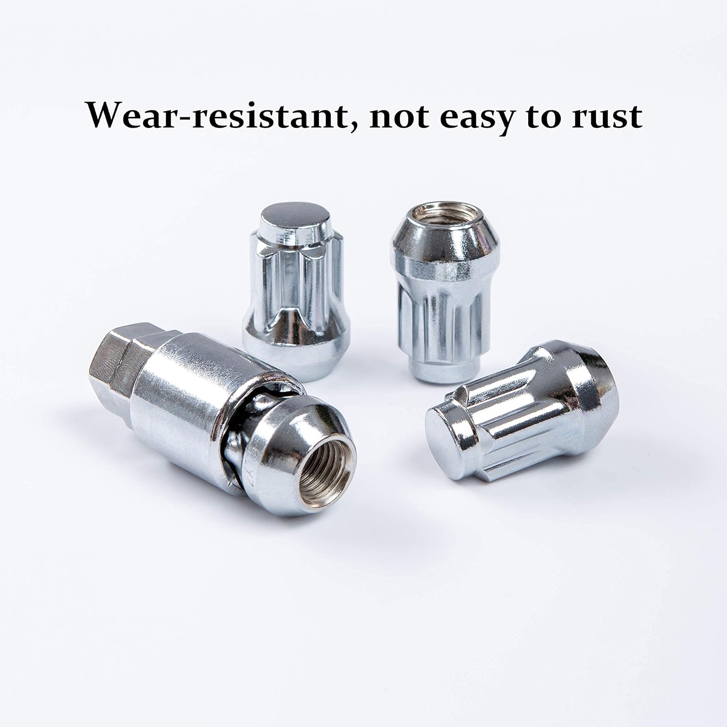 Wheel Locks Anti Theft, M12 x 1.5 Thread Size Chrome Cone Seat Wheel Locking Nuts Set of 4 and Wheel Lock Key Pouch Pack of 2