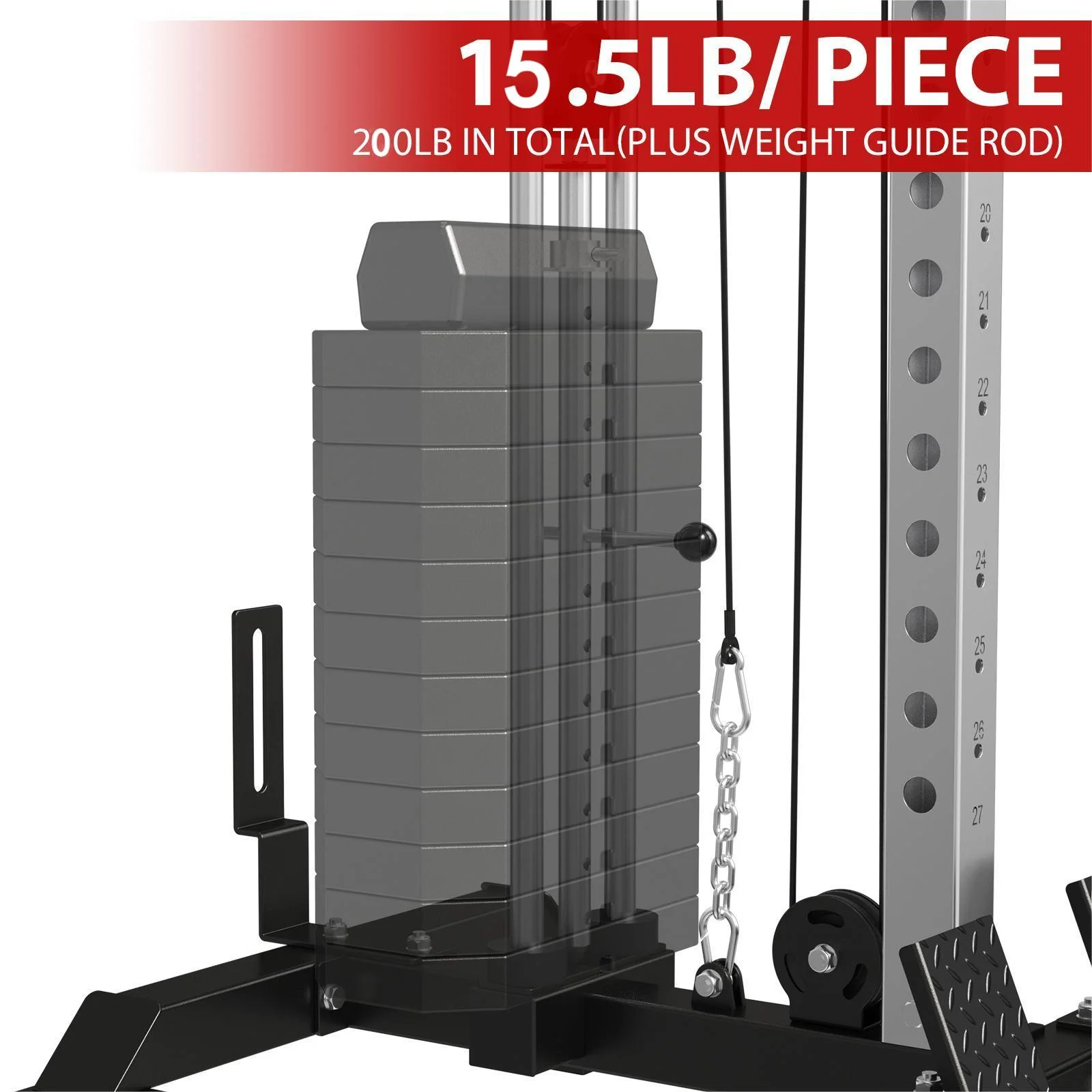 Mikolo Cable Crossover Machine Home Gym, Wall Mount Cable Station with 200LBS Weight Stack,Lat Pull Down Machine with 27 Positions Dual Pulley System