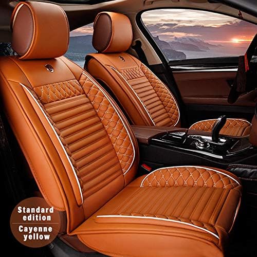 5pcs Car Seat Covers for Acura Most 5-Seats Universal Model，Classic Soft Comfortable Waterproof Full Set PU Leather Car Front/Rear Seat Pads(Beige)