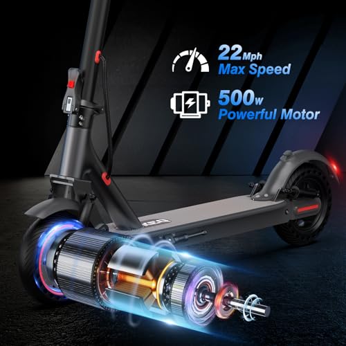 KEQ Electric Scooter for Adults Commuting, Foldable and Portable 8.5"/10" Tires,19/22Mph,350W/500W Motor, 21-30 Miles Range,Foldable E-Scooter with Dual Brake and Suspension,APP Control（K01Pro/KL09）