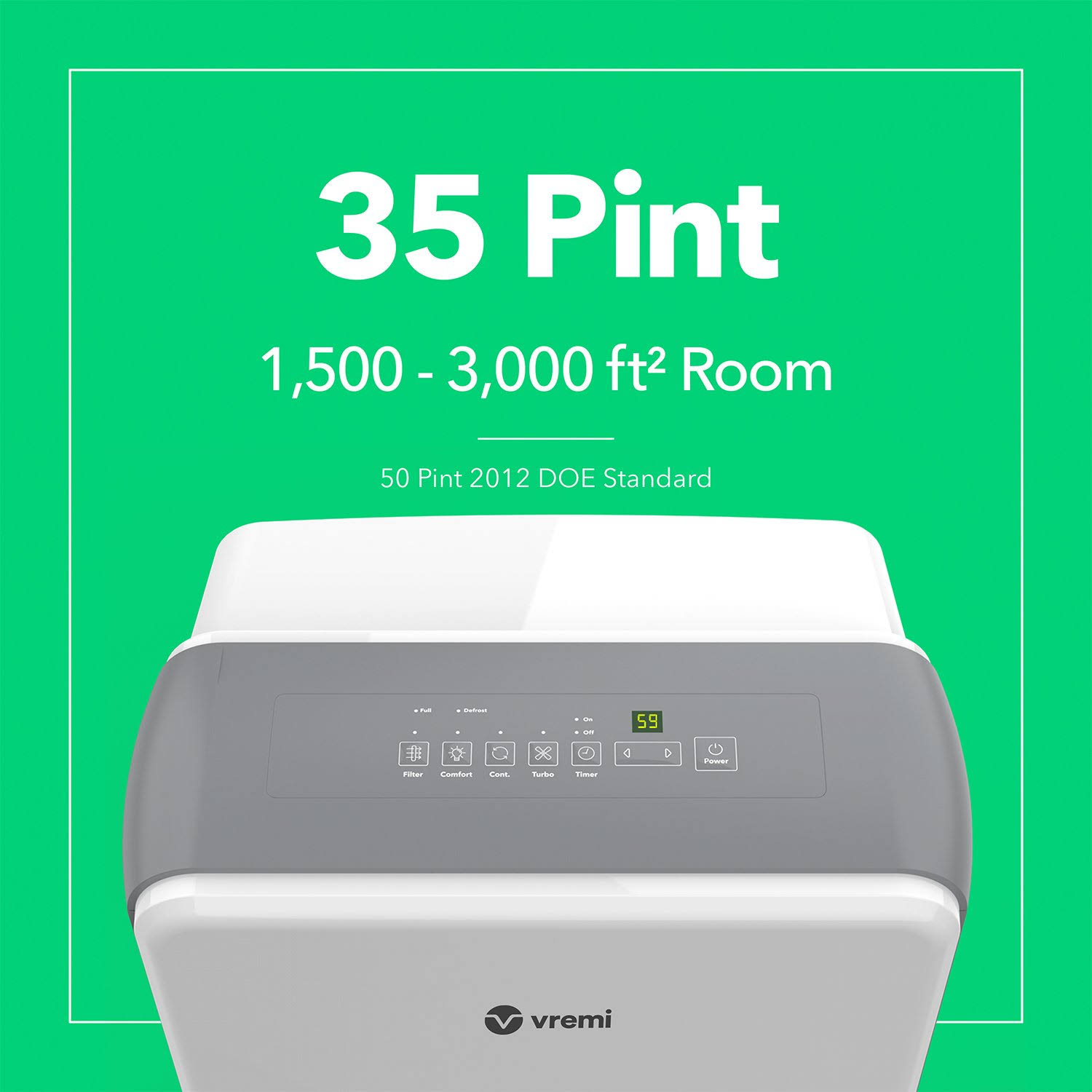 Vremi 35 Pint 3,000 Sq. ft. Dehumidifier Energy Star Rated for Medium Spaces and Basements
